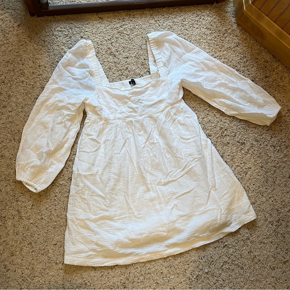 NWT J Crew White Long Sleeve Square Neck Dress